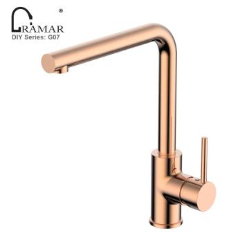 Single Hole Rose Gold Black Solid Brass Kitchen Sink Faucet