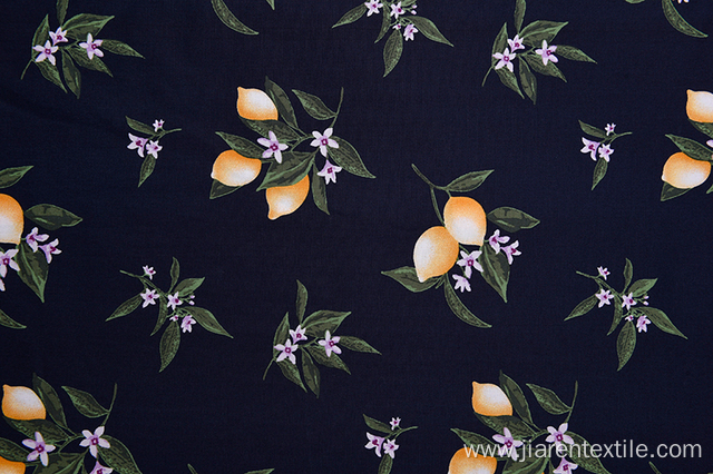 Black Background Gardenias Pattern Printed Fabric