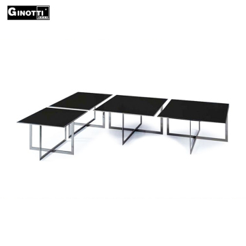 Stainless steel base glass cafe table