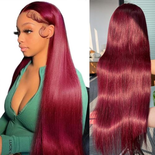 99j Burgundy Straight 13x4 Lace Front Wigs