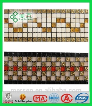Cheap kitchen wall tile glass mosaic border YMS001 & YMS003