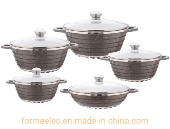 Marble Casserole Granite Set Ceramic Coating Aluminum Cookware Set Stewpot 10PCS Casserole Set