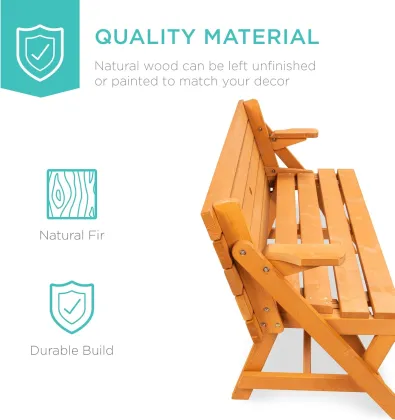 Best Choice Products 2-in-1 Transforming Wood Picnic Table Garden Bench