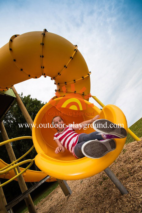 outdoor tube slide playground structure for kids