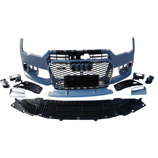RS7 Style Front Bumper Assembly with Grille and Rear Diffuser for Audi A7 C7 2016-2018