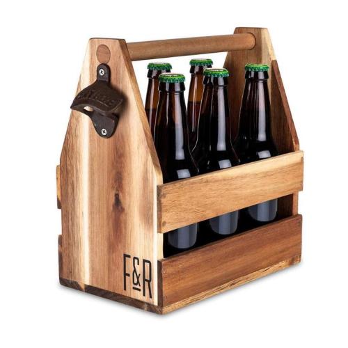 Wooden Beer Bottle Caddy Wooden Beer Bottle Caddy With Casted Bottle Opener Factory