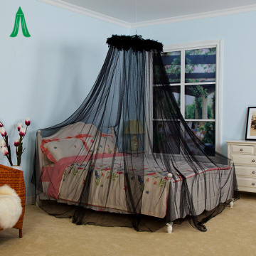 Conical Circular Black Mosquito Netting Bed Canopy