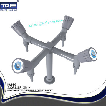 lab quadruple outlet water faucet tap, TOF four way taps