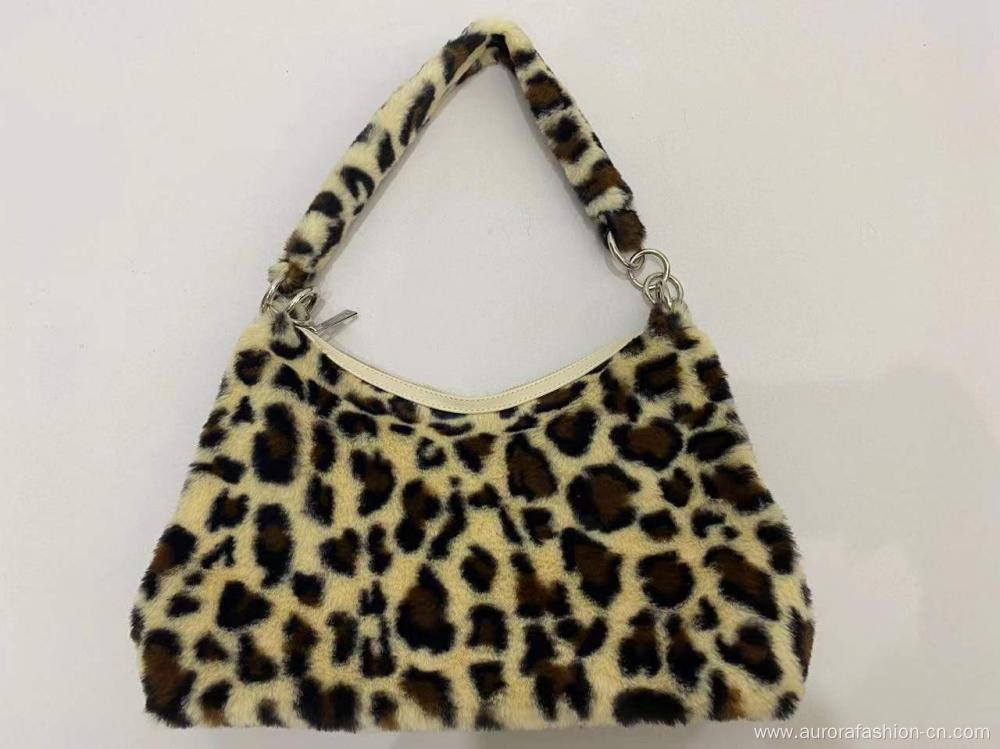 Brown and Black Leopard Pattern Shoulder Bags