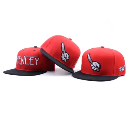 fresh prince red embroidery funny logo snap back hats with black brim