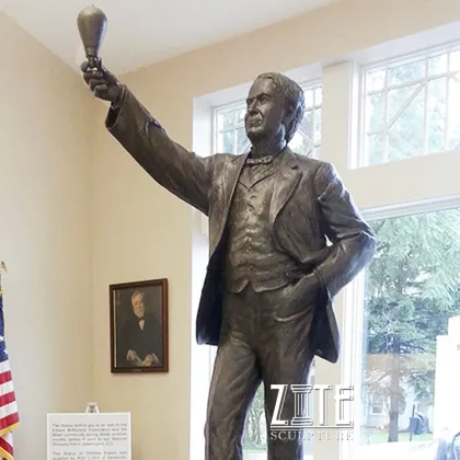 Garden decoration famous bronze thomas edison statue sculpture