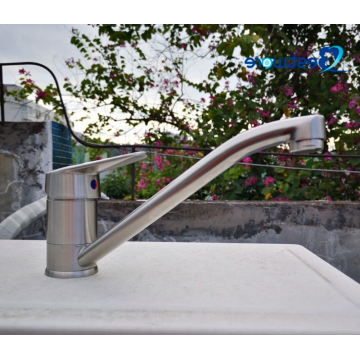 Stainless Steel Faucet On Kitchen Sink