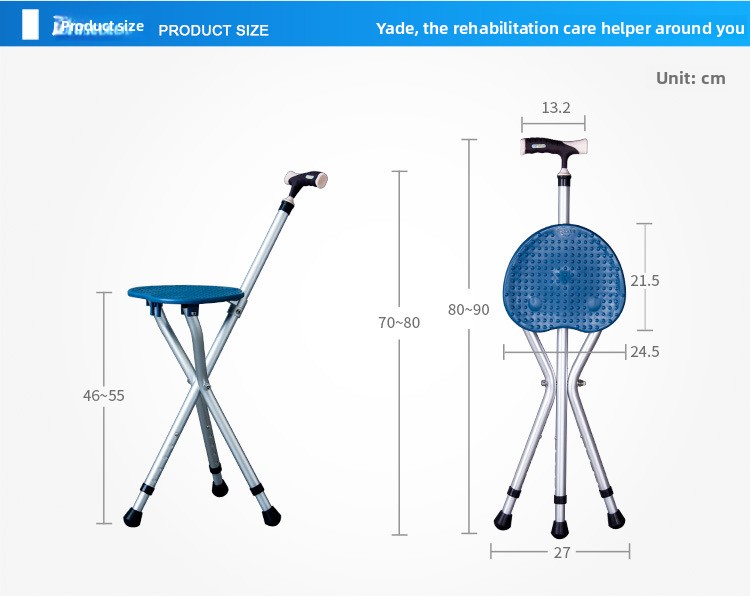 Lightweight Three-Legged Non-Slip Folding Cane Seat Elderly Walking Stick with Light Stool Disabled Accessible Crutch Chair6