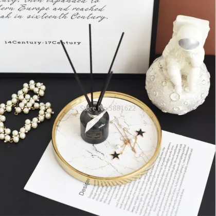 Light Luxury Marbled Ceramic Trays Jewelry Storage Tray Cosmetic Key Ceramic Plate Dessert Trays Serving Tray for Home Storage