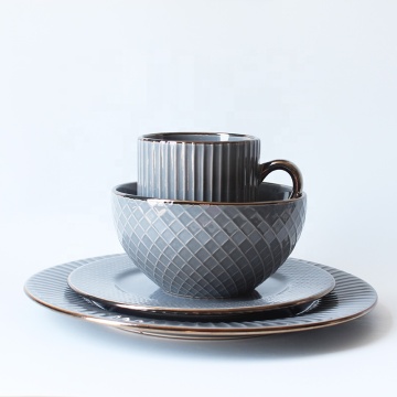 Emboss luxury stoneware 16pcs dinneset wholesale