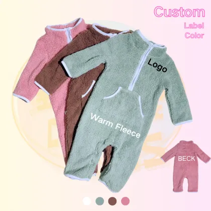 KERUI Kids Coral Fleece One-Piece Pajamas Winter Set Cotton Front Half Zipper Suit for Kids Unisex 2024