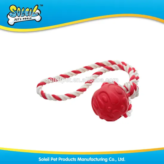 CHINA CHEAP PET TOY MANUFACTURE SUPPLY WATER FLOATING TREAT SOFT RUBBER BALL WITH ROPE DOG TREAT BALL TOY