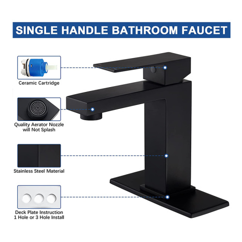 Schwarzer Badezimmer-Wasserhaarige Wasserfall-Taps-Quadrat von Messing