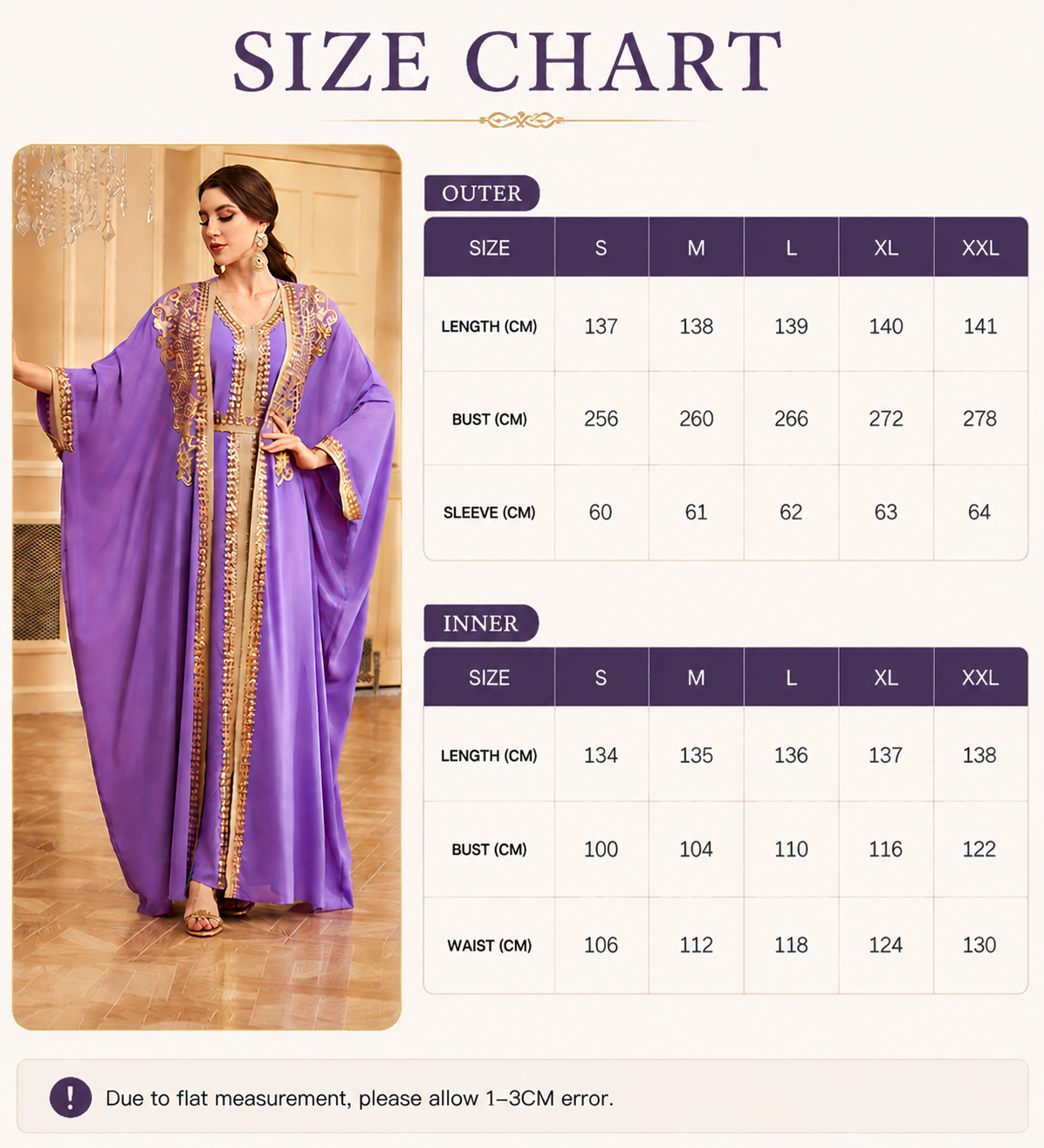 Purple Sequin Embroidered Two Piece Abaya