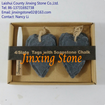 Heart Shaped Slate Tags with Soapstone Chalk