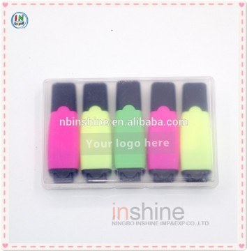 Лучшая рекламная стоимость мини -высококлассной пакет, 5pcs Mini Highlighter в PP Box, маркер Highligher