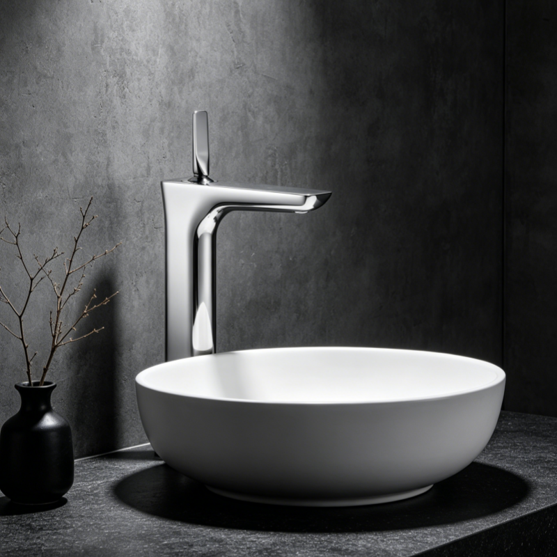 chrome basin mixer taps