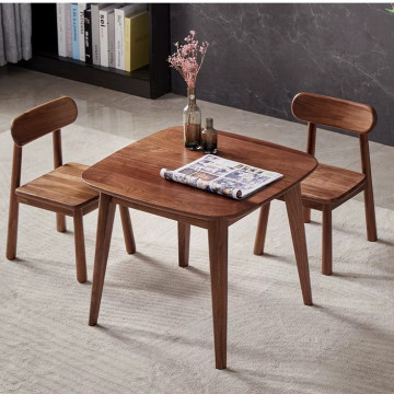 Nordic Children's Square Table and Chair Set - Walnut Solid Wood