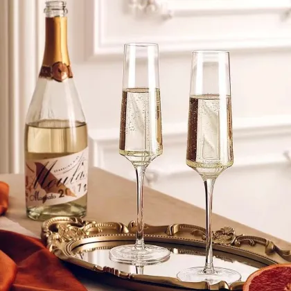 His and Hers Champagne Flute Set - Wedding Day Toasting Glasses