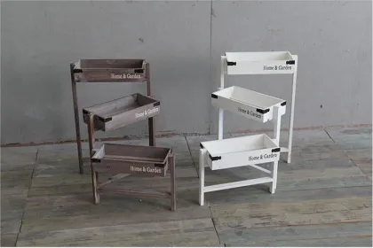 American Country Foldable Steps Wooden Storage Flower Rack