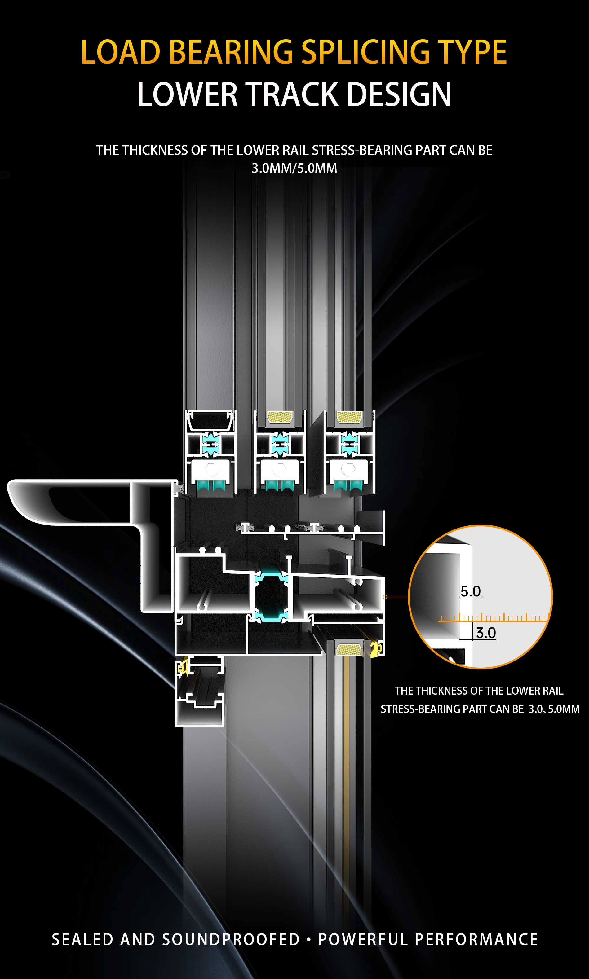 sliding window-Following type lower rail