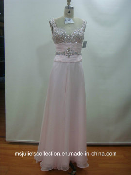 Sleeveless V-Neck Chiffon Beading Evening Dress (MJC-40322)