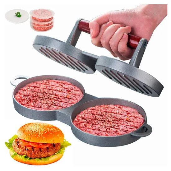 Hyri Double Hole Hamburger Meat Press: A Customizable DIY Kitchen Tool for Perfect Burgers