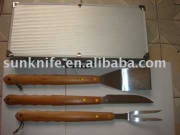 3-pc BBQ tools with bamboo handle,SGS certificate