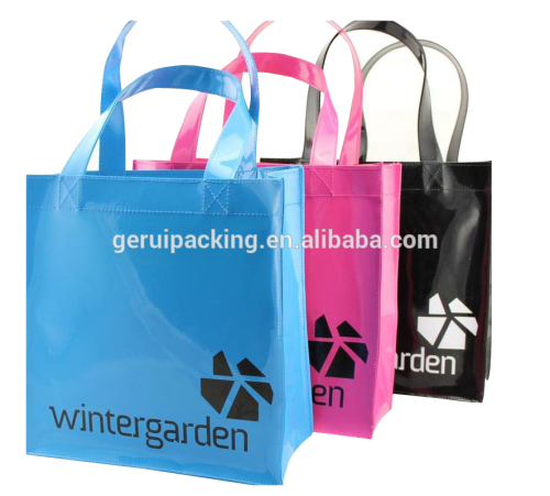 large capacity envirmental PVC mirror leather stylish advertising handle shopping bag