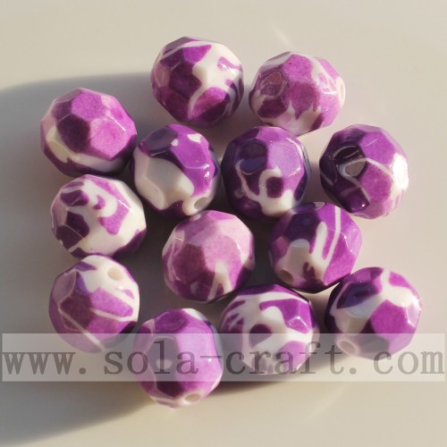 Painted Faceted Solid Diamond Round Beads Mix Colors