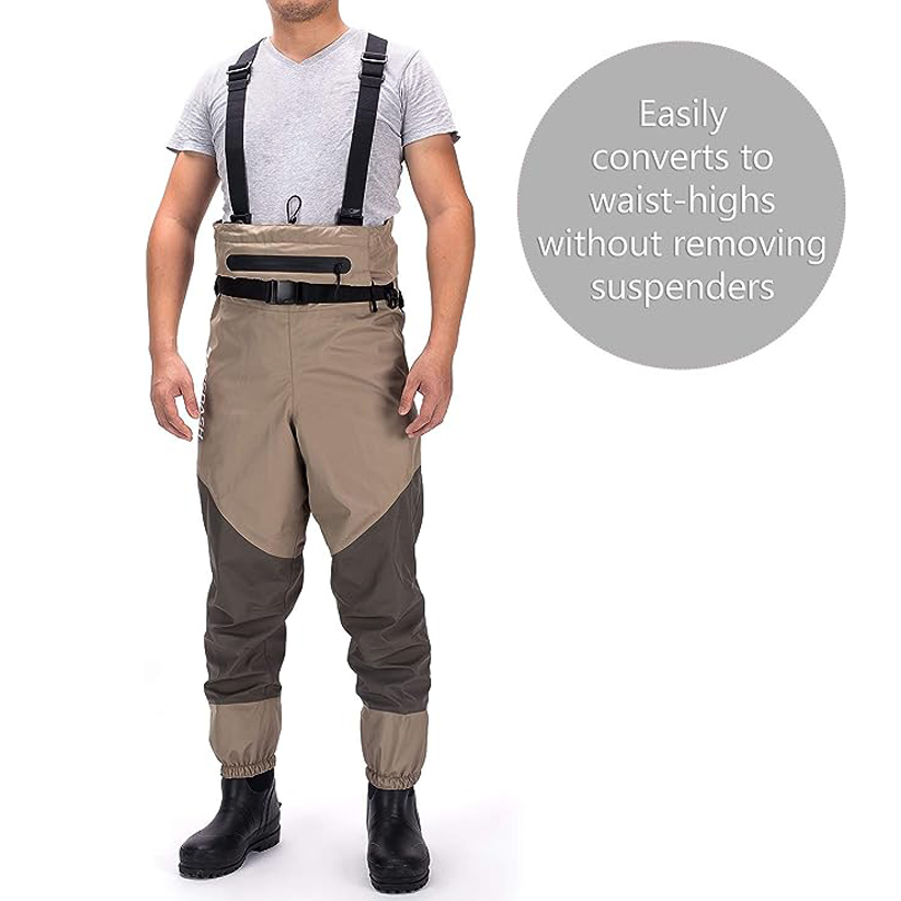 Mens Breathable Lightweight Chest And Waist Convertible Waders Jpg