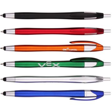 Custom Logo Promotional Pen: Touch Screen Compatible Plastic Ballpoint with 1.0mm Width