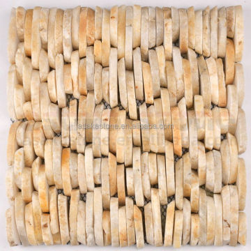 Factory Direct Stacked White River Pebble Stone Mosaic Tile for Outdoor Paving and Home Decoration