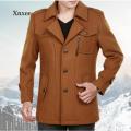 Winter Coat Men Woolen Coat Male Long Wool Windbreaker Jacket Thick Thermal Trench Coat Men Long Sleeve Grey Overcoat Plus Size