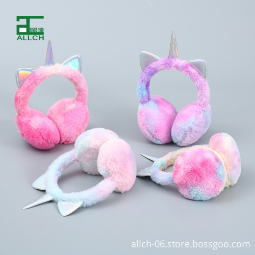 Winter Unicorn Sequin Earmuffs: Cute and Warm Plush Ear Muffs - ALLCH