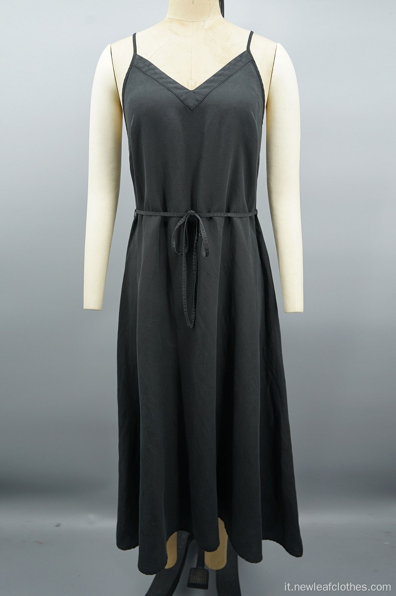 Black Sexy Veste senza manicotto a V-Neck Slip.