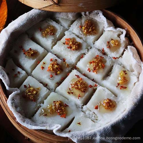 Plate cake, glutinous rice, sesame and osmanthus cake