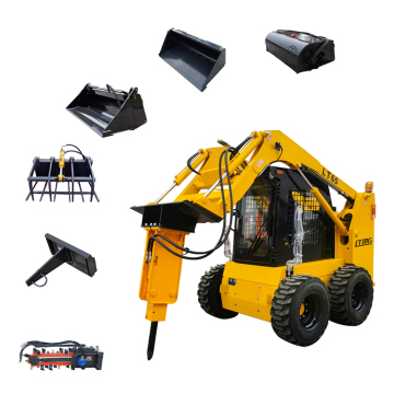 LTMG LT65 Diesel Skid Carger-Cinter de skid de rueda de 950 kg con un cubo 4 en 1 y horquillas para la venta