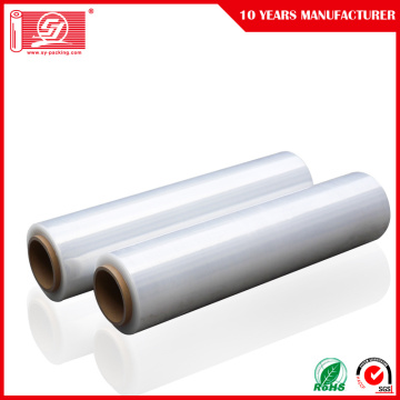 Hand Using Stretch Film Plastic Wrapping roll