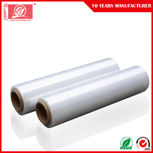 Hand Using Stretch Film Plastic Wrapping roll