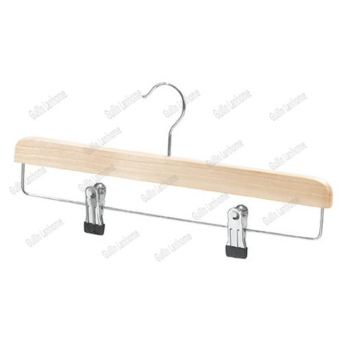 Wooden Laminated Trouser Hanger With Clips