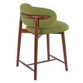 Włoskie minimalistyczne krzesło barowe zielone tkaniny stołek barowy