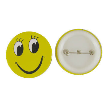 Button Badges, Made of Tinplate, Customized Printing Designs Accepted