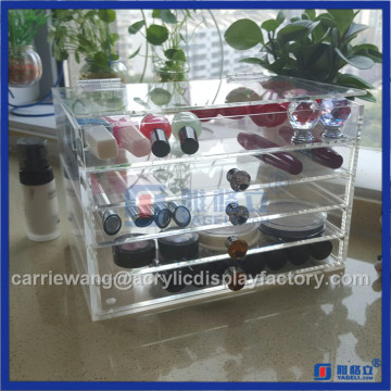 Hot sale!! transparent acrylic make makeup brush holder with 5 tier & Crystal knob