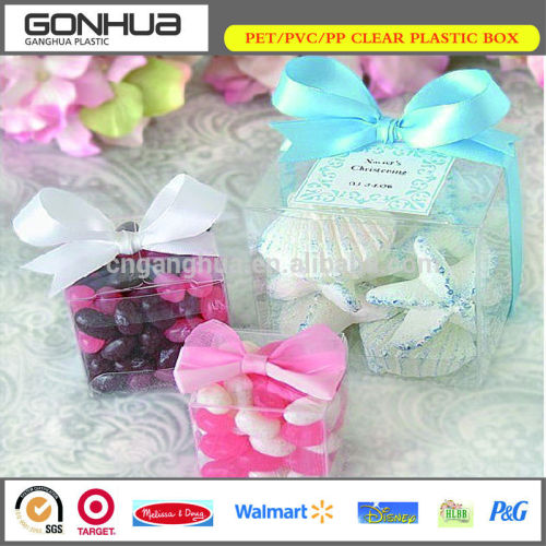 eco-friendly high quality safe brand new cotton candy packaging plastic boxes children gifts with bowknots